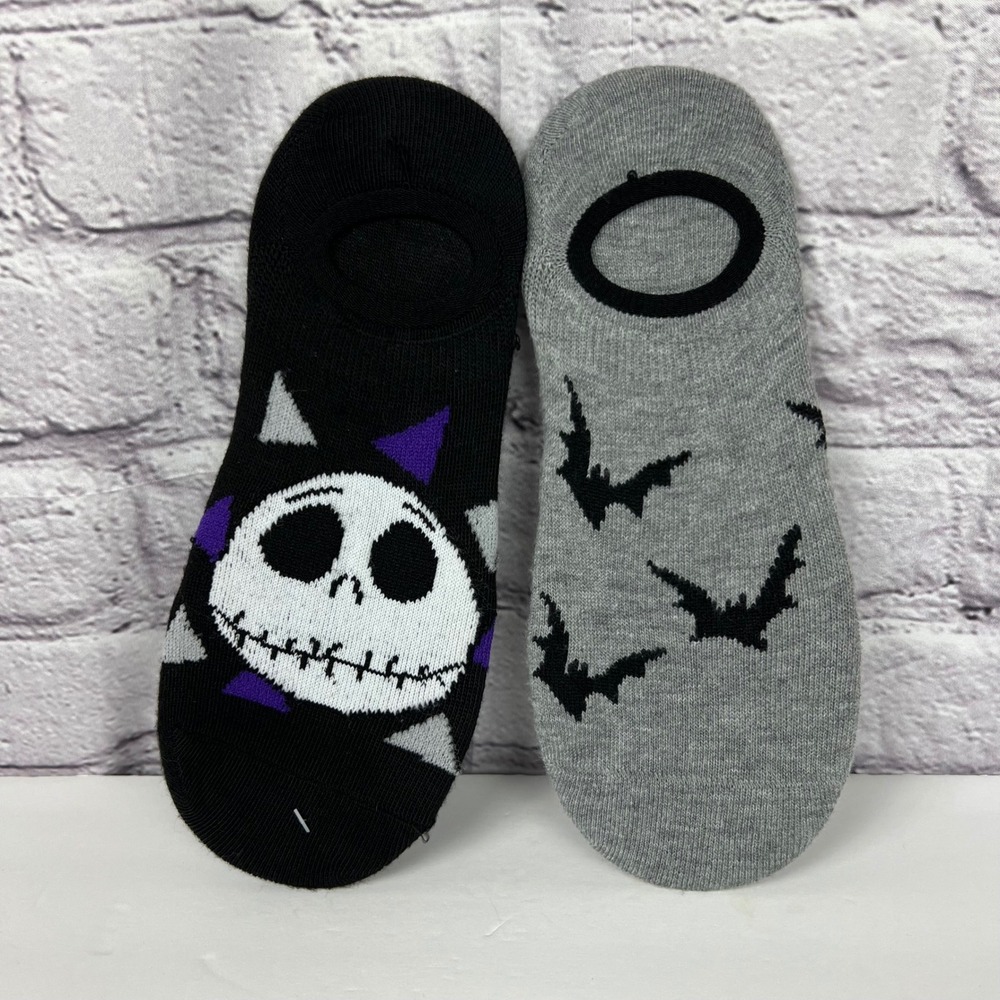 Disney Nightmare Before Christmas Jack Skellington Bat No Show Socks 2 Pair Set